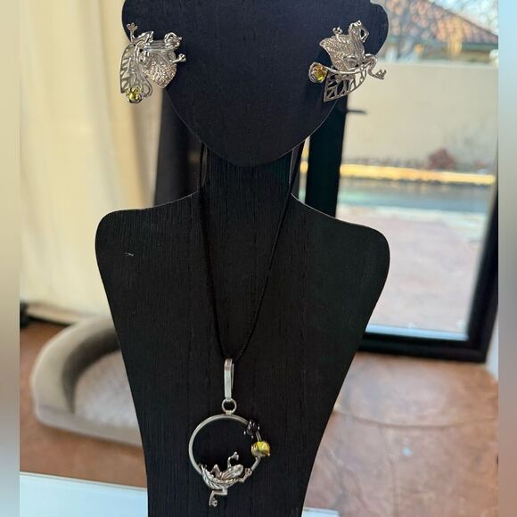 Citrine Frog Earrings and pendant set New 925 sterling silver - Picture 4 of 14